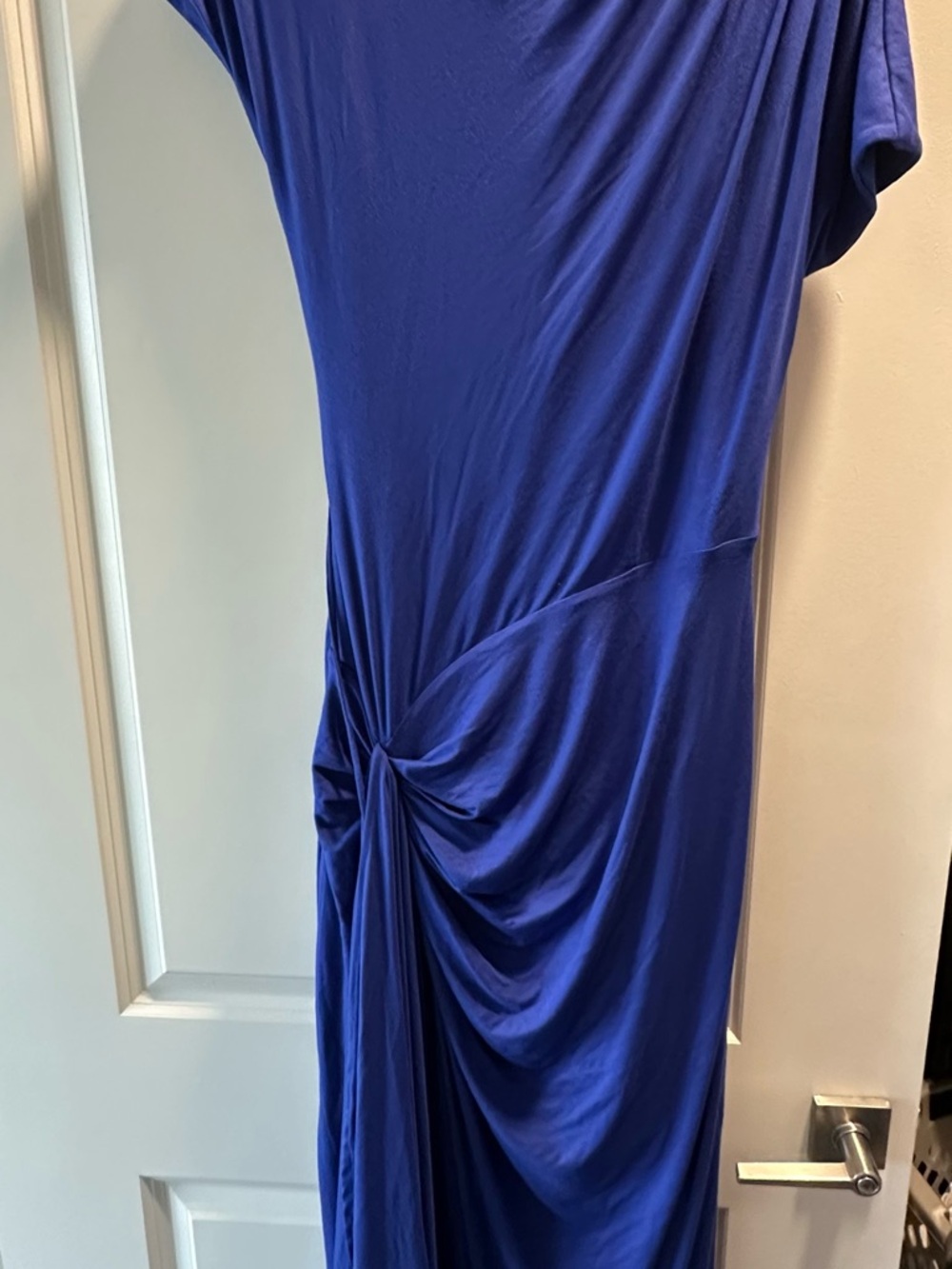 Draped Knot-Front Asymmetrical Women's Dress in Royal Blue